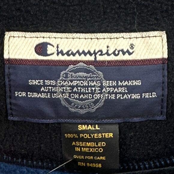 VTG Champion Fleece Vest Mens Sm Blue Full Zip Sporty Athleisure Ski 90s Street - Picture 9 of 12